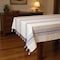 Homeroots 71" x 95" Cream And Blue Striped Cotton Tablecloth And Napkins Set 521295 - alternate 1