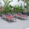 Leisuremod Marlin Patio Chaise Lounge Chair with Armrests in Grey Aluminum Frame, Burgundy, 2PK MLAGR-77BRG2 - alternate 9