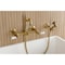 Kingston Brass Two-Handle Wall Mount Bridge Kitchen Faucet with Brass Sprayer, Brushed Brass KS2447PLBS - alternate 5