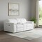 Homeroots 107in White and Silver Italian Leather Power Reclining Loveseat With Storage 720575 - alternate 6