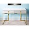 Homeroots 47" White and Gold Writing Desk With Two Drawers 543798 - alternate 1