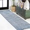 Jonathan Y Sukie Modern Offset Stripe Blue/Ivory 2 ft. x 8 ft. Indoor/Outdoor Runner Rug SMB133D-28 - alternate 1