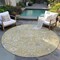 Homeroots 8' Gold Ivory And Gray Round Oriental Washable Indoor Outdoor Area Rug 598042 - alternate 7