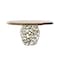 Homeroots 47" Acacia Live Edge Rounded Solid Wood And Brass Dining Table 487363 - alternate 1