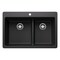 Blanco Liven SILGRANIT 33in 60/40 Double Bowl Dual Mount Kitchen Sink with Low Divide - Anthracite 443211 - alternate 1