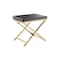 Homeroots 21" Charcoal and Gold Faux Leather Vanity Chair 554174 - alternate 1