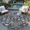 Homeroots 8' Black Ivory And Gray Round Oriental Washable Indoor Outdoor Area Rug 598024 - alternate 7