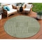 Homeroots 8' Olive Green And Ivory Round Geometric Washable Indoor Outdoor Area Rug 600764 - alternate 1