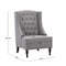 Homeroots 25" Gray and Black Upholstered Tufted Wingback Chair 526469 - alternate 6