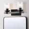 Jonathan Y Bungalow 15" 2-Light Iron/Seeded Glass Rustic Farmhouse LED Vanity Light, Black/Gray Oak Wood Finish JYL7508B - alternate 11