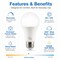 Euri Lighting A19 LED Bulbs, 12W, 1100 lm, 75W Eq., 3000K, E26, Dimmable, CEC/JA8, UL, 2PK EA19-12W5002CEC-2 - alternate 7