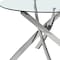 Homeroots 48" Clear and Silver Glass and Metal Cross Leg Base Round Top Dining Table 555159 - alternate 5