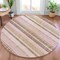 Homeroots 8' Pink And Beige Round Striped Washable Indoor Outdoor Area Rug 632235 - alternate 6