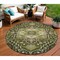 Homeroots 8' Olive Green Ivory And Brown Round Oriental Washable Indoor Outdoor Area Rug 600176 - alternate 1