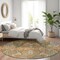 Homeroots 8' Copper Green And Beige Round Floral Washable Indoor Outdoor Area Rug 605279 - alternate 7