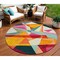 Homeroots 8' Ivory Orange And Burgundy Round Geometric Washable Indoor Outdoor Area Rug 616696 - alternate 1