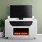 Homeroots 76" White Ribbed Wood Electric Storage Cabinet TV Fireplace With LED And Speaker 643645 - alternate 8