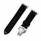 Elegani Leather Band Compatible with Apple Watch 41mm, Black, Silver, Black, Rose Gold, Yellow Gold Buckle SDQR-BLK-41 - alternate 1