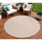 Homeroots 8' Peach And Beige Round Geometric Washable Indoor Outdoor Area Rug 602433 - alternate 1