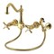 Kingston Brass Two-Handle Wall Mount Bridge Kitchen Faucet with Brass Sprayer, Polished Brass KS1242ZXBS - alternate 1