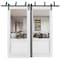 Sartodoors Sliding Closet Barn Bypass Doors, Lucia 1533 White Silk with Clear Glass, Sturdy 6.6ft Rails Hardw LUCIA1533BBB-WS-6096 - alternate 1
