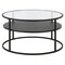 Homeroots 32" Black Glass And Steel Round Coffee Table With Shelf 520917 - alternate 8