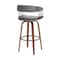 Armen Living Topanga 30.5in Swivel Walnut Wood Bar Stool in Gray Faux Leather with Golden Bronze Metal LCTOBAWAGRY30 - alternate 6