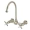 Kingston Brass Two-Handle Wall Mount Bridge Kitchen Faucet, Brushed Nickel KS1298BEX - alternate 1