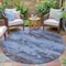Homeroots 8' Blue And Charcoal Round Abstract Washable Indoor Outdoor Area Rug 630917 - alternate 3