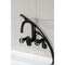 Kingston Brass 7-Inch Adjustable Wall Mount Clawfoot Tub Faucet with Knurled Handle and Hand Shower, Matte Black AE8450RKX - alternate 3