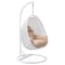 Leisuremod White Wicker Hanging Egg Swing Chair with Beige Cushions ESCW-40BG - alternate 1
