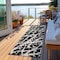Homeroots 8' Runner Black and White Abstract Washable Non Skid Indoor Outdoor Runner Rug 559236 - alternate 7