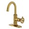 Kingston Brass One-Handle 1-Hole Bathroom Faucet with Knurled Handle, Deck Plate, and Push Pop-Up Drain KSD2217RKZ - alternate 1
