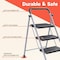 Campior Gray 3-Step Foldable Stool, Heavy-Duty, 500 lbs Capacity, Anti-Slip Feet, Steel Frame, Space-Saving DRIB3STPGRY - alternate 8