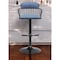 Homeroots Blue and Black Fabric with Metal Swivel Low Back Adjustable Height Bar Chair 534448 - alternate 6