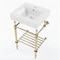 Kingston Brass 20" Ceramic Console Sink with Brass Legs and Shelf, 1-Hole, White/Brushed Brass KVPBH2018W17 - alternate 1