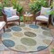 Homeroots 8' Khaki Fern Green And Teal Blue Round Geometric Washable Indoor Outdoor Area Rug 630581 - alternate 5