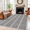 World Rug Gallery Bohemian Stripe Lines Shag Area Rug 7 ft 10 in x 10 ft White WR128WHITE8X10 - alternate 1