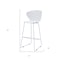 Homeroots Set of Two 30" White and Silver Heavy Duty Plastic and Metal Low Back Bar Height Bar Chairs, 2PK 555096 - alternate 6