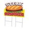 Signmission Steak Sandwich Die Cut Yard & Stake outdoor plastic coroplast window, C-DC-2436-DS-Steak Sandwich19 C-DC-2436-DS-Steak Sandwich19 - alternate 1