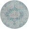 Homeroots 8' Teal Blue Round Floral Medallion Washable Indoor Outdoor Area Rug 607946 - alternate 9