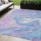 Homeroots 5' X 8' Sky Blue Lavender And Ivory Abstract Washable Indoor Outdoor Area Rug 602672 - alternate 1
