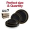 Smarty Had A Party Black with Gold Edge Rim Plastic Dinnerware Value Set (120 Dinner Plates + 120 Salad Plates), 240PK 110BGVP-CASE - alternate 9