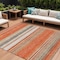 Homeroots 10' X 14' Coral Ivory And Gray Striped Washable Indoor Outdoor Area Rug 614808 - alternate 1