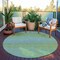 Homeroots 8' Teal Blue Round Striped Washable Indoor Outdoor Area Rug 608815 - alternate 7