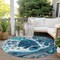 Homeroots 8' Teal Blue And Navy Blue Round Nautical Washable Indoor Outdoor Area Rug 581511 - alternate 4