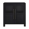 Homeroots 32" Black Wood And Glass Accent Cabinet With Two Doors 546163 - alternate 7
