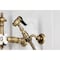 Kingston Brass Two-Handle Wall Mount Bridge Kitchen Faucet with Brass Sprayer, Antique Brass KS2443PXBS - alternate 6