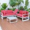 Leisuremod Chelsea White Sectional With Adjustable Headrest & Coffee Table With Red Cushions CSLW-80R - alternate 7