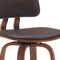 Homeroots 30" Brown And Wood Brown Faux Leather Swivel Low Back Bar Height Bar Chair 534437 - alternate 8